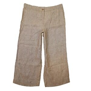 J. Jill Love Linen Beige Wide Leg Cropped Pants Women's Large NWT Beach Boho